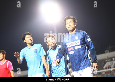 Yokohama FC, Kazuyoshi Miura après la coupe de l'Empereur JFA 99e Championnat de Football Japon 2e match entre l'Université de Sendai Yokohama FC 2-1 au Stade de Football de la NHK Spring Mitsuzawa à Kanagawa, Japon, le 10 juillet 2019. Mm. Kenzaburo Crédit : Matsuoka/AFLO/Alamy Live News Banque D'Images