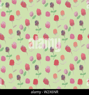Trame transparente avec des fleurs de trèfle rouge et rose sur fond pâle Banque D'Images