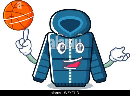 Manteau d'hiver avec le basket-ball dans des caractères Illustration de Vecteur