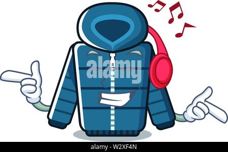 La musique d'isolé avec le manteau d'hiver mascot Illustration de Vecteur