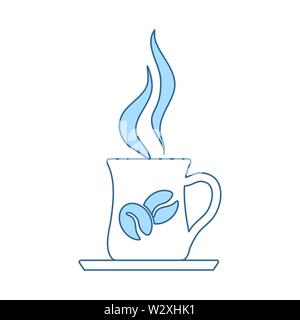 Icône représentant une tasse de café. Fine ligne de remplissage bleu avec Design. Vector Illustration. Illustration de Vecteur