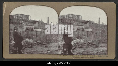 À la nord en haut Mason St de Eddy ; ruines de l'hôtel Fairmont Hotel à partir de $ 4 000 000, Robert N Dennis collection de vues stéréoscopiques 3 Banque D'Images
