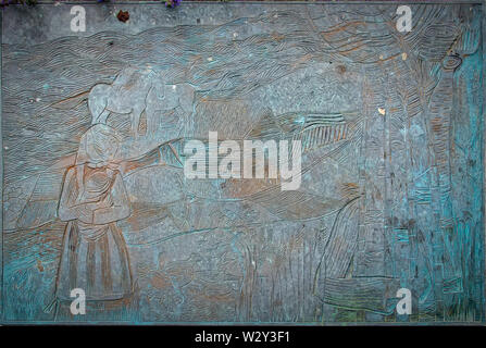 Une plaque de métal situé dans la ville suédoise de Karlskrona. Banque D'Images