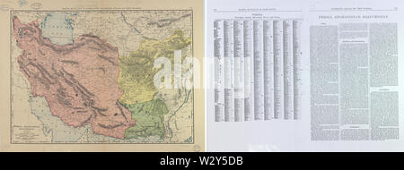 Rand McNally basée à Chicago, est devenu un grand éditeur d'atlas, cartes, globes, et de guides de voyage aux États-Unis dans la deuxième moitié du 19e siècle. Cette carte de la Perse (l'Iran était connu jusqu'en 1935), en Afghanistan, et le Baloutchistan est à partir de l'édition de 1898, Rand McNally & Cos. Atlas indexées du monde, contenant des cartes à grande échelle de tous les pays et Division civile sur la face de la planète, avec historique, statistique et descriptif par rapport à chaque question. L'atlas contient deux volumes, un avec cartes des États-Unis, l'autre avec des cartes de pays étrangers. Ce Banque D'Images