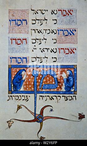 Haggadah de Sarajevo, manuscrit enluminé, 1350. Banque D'Images