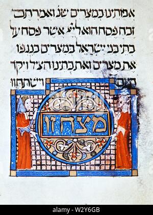 Haggadah de Sarajevo, manuscrit enluminé, 1350. Banque D'Images