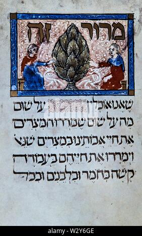 Haggadah de Sarajevo, manuscrit enluminé, 1350. Banque D'Images