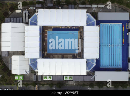 2 juillet 2019 - ''ì£, de Corée du Sud - 11 juillet 2019-Gwangju, Korea-Drone Sud vue du site de compétition de water-polo à l'Université de Nambu à Gwangju, Corée du Sud. La 18e Championnats du monde FINA 2019 Gwangju tenue le 12 juillet au 16 28 24 annexe de la concurrence. (Crédit Image : © mondiaux Fina Gwangju via Zuma sur le fil) Banque D'Images