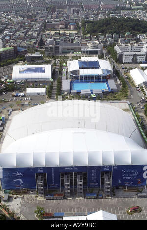 2 juillet 2019 - ''ì£, de Corée du Sud - 11 juillet 2019-Gwangju, Korea-Drone Sud vue du lieu au Centre aquatique de l'Université de Nambu à Gwangju, Corée du Sud. La 18e Championnats du monde FINA 2019 Gwangju tenue le 12 juillet au 16 28 24 annexe de la concurrence. (Crédit Image : © mondiaux Fina Gwangju via Zuma sur le fil) Banque D'Images