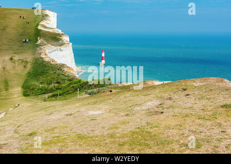 Vue sur le phare de Beachy Head près de Eastbourne, Angleterre, sept Sœurs National Park, UK, selective focus Banque D'Images