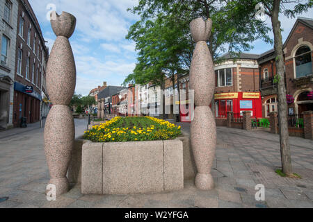 Rue Buttermarket, une rue piétonne dans la ville de Warrington dans le Cheshire. L'ancienne ville industrielle de Warrington, précédemment dans le Lancashire, j Banque D'Images