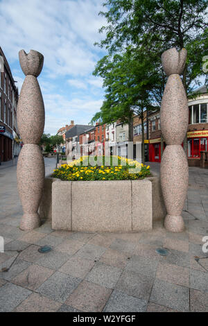 Rue Buttermarket, une rue piétonne dans la ville de Warrington dans le Cheshire. L'ancienne ville industrielle de Warrington, précédemment dans le Lancashire, j Banque D'Images