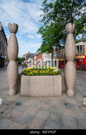 Rue Buttermarket, une rue piétonne dans la ville de Warrington dans le Cheshire. L'ancienne ville industrielle de Warrington, précédemment dans le Lancashire, j Banque D'Images