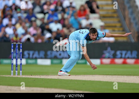 Birmingham, UK. Birmingham, UK. 11 juillet 2019 ; Edgbaston, Midlands, Angleterre ; ICC Cricket World Cup demi-finale l'Angleterre contre l'Australie, Mark Wood Crédit : bols Plus Sport Action Images/Alamy Live News Banque D'Images