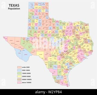 Carte du comté d'administration de l'Etat fédéral du Texas par densité de population Illustration de Vecteur