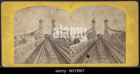 Pont suspendu, Niagara, vue du dessus, à partir de Robert N Dennis collection de vues stéréoscopiques Banque D'Images