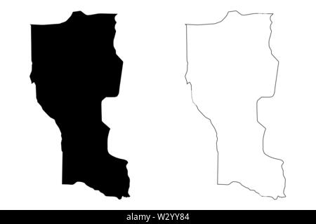 Département Donga (départements du Bénin, République du Bénin, Dahomey) map vector illustration, scribble sketch carte Donga Illustration de Vecteur