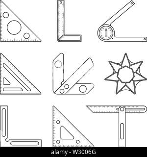 Outils de mesure pour le travail du bois. Mesurage et le marquage. Icônes Télévision Illustration de Vecteur