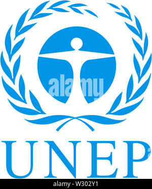 Logo du Programme des Nations Unies pour l'environnement UNEP avec siège à Nairobi. Banque D'Images