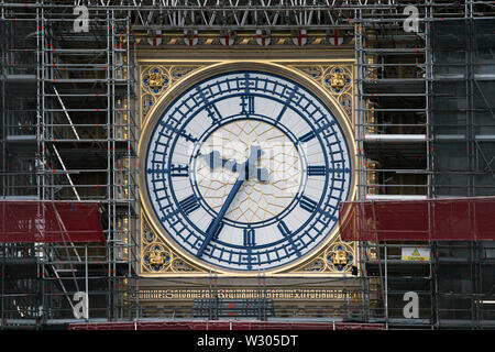 (190711) -- Londres, 11 juillet 2019 (Xinhua) -- Photo prise le 20 mars 2019 présente le nouveau Nord cadran du Big Ben à Londres, Grande-Bretagne. Le 'Big Ben' bell tours 160 ans depuis le début de trouver l'heure le 11 juillet 1859. (Mark Duffy/Parlement du Royaume-Uni document via Xinhua) HOC CRÉDIT obligatoire : le Parlement du Royaume-Uni/Mark Duffy Banque D'Images