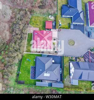 Vue aérienne d'un quartier résidentiel typiquement allemand, prise avec le drone, antenne Banque D'Images