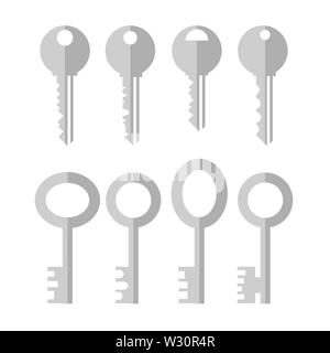 Ensemble de l'icône Clé gris isolé sur fond blanc Banque D'Images
