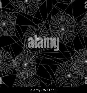 Spider web silhouette transparente Halloween pattern. Illustration de Vecteur