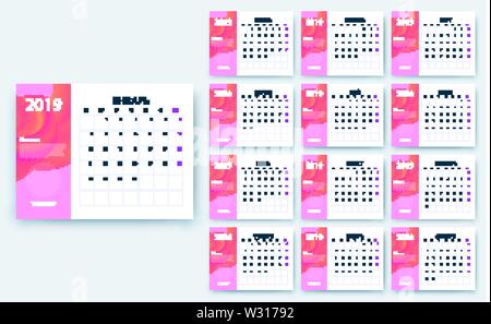 Simple calendrier 2019 yesr, Stock vector eps conception10. Illustration de Vecteur