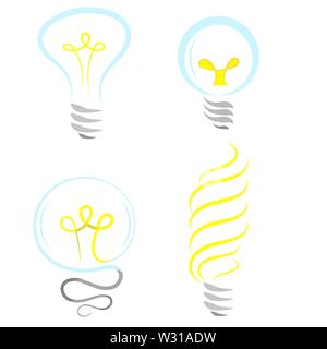 Icon Set ampoule isolé sur fond blanc Illustration de Vecteur