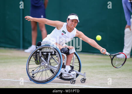 Wimbledon, Londres, Royaume-Uni. 11 juillet 2019. Kamiji yui japonaise au cours de la women's wheelchair des célibataires quart de finale des championnats de tennis de Wimbledon contre Jordan Whiley de Grande-Bretagne à l'All England Lawn Tennis et croquet Club à Londres, Angleterre le 11 juillet 2019. Credit : AFLO/Alamy Live News Banque D'Images