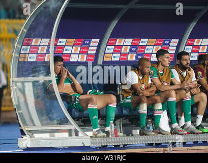 11 juillet 2019 - Suez, Côte d'Ivoire, en Egypte - FRANCE 11 Juillet 2019 : Bagdad Bounedjah de l'Algérie après avoir été remplacé au cours de la coupe d'Afrique des Nations 2019 match entre la côte d'Ivoire et l'Algérie au stade de Suez en Égypte, Suez. Ulrik Pedersen/CSM. Banque D'Images