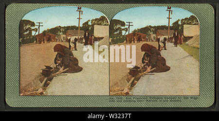 San Francisco les réfugiés qui campaient au bord de la route et de leurs rations dans les gouttières, de Robert N Dennis collection de vues stéréoscopiques Banque D'Images