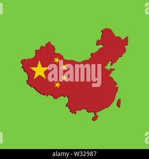 Drapeau vecteur 3D Carte de Chine Illustration de Vecteur