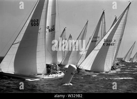 AJAXNETPHOTO. Juillet, 1974. TORBAY, Angleterre. - Une tonne CUP WORLDS - FLOTTE COMMENCE 1ER RACE.PHOTO:JONATHAN EASTLAND/AJAX REF:7420718A Banque D'Images