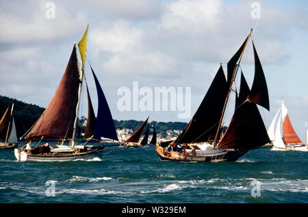 AJAXNETPHOTO. 1980. SOLENT, en Angleterre. - En cours - vieilles coques REGATTA DÉMARRE DANS OSBORNE BAY, CORNISH menant de la salamandre. PHOTO:JONATHAN EASTLAND/AJAX REF:907286 Banque D'Images