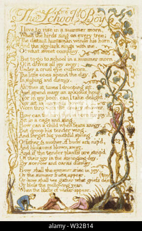 Chansons de l'innocence, de copie G, 1789 (Yale Center for British Art) Le garçon de l'école objet 27-53 Banque D'Images