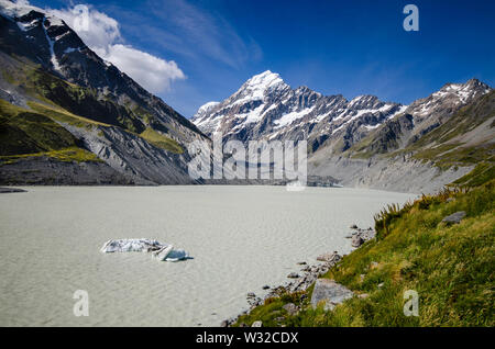 Hooker Lake, Mt. (L'Aoraki Mt. Cook), Nouvelle-Zélande Banque D'Images