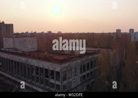 Ghost Town Pripyat près de centrale nucléaire de Tchernobyl, l'Ukraine Banque D'Images