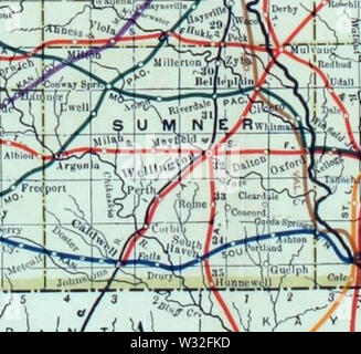 Carte de Stouffer's Railroad Kansas 1915-1918 Sumner County Banque D'Images