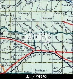 Carte de Stouffer's Railroad Kansas 1915-1918 Barton County Banque D'Images