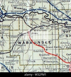 Carte de Stouffer's Railroad Kansas 1915-1918 Wabaunsee Comté Banque D'Images