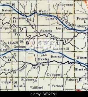 Carte de Stouffer's Railroad Kansas 1915-1918 Russell Comté Banque D'Images