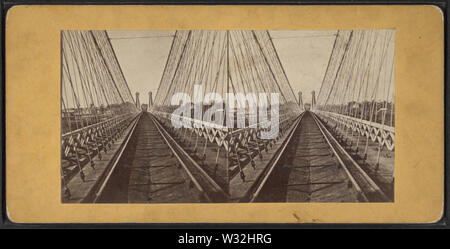 Suspension Bridge (vue de dessus, avec des voies de chemin de fer, Niagara), de Robert N Dennis collection de vues stéréoscopiques Banque D'Images