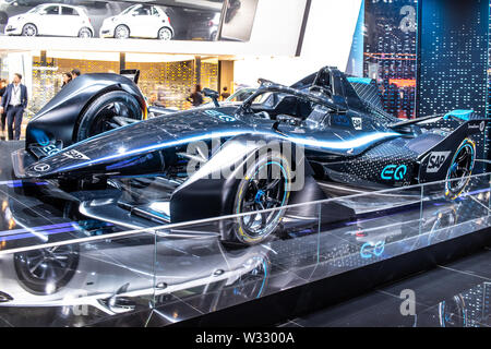 Genève, mars 2019 Mercedes Silver Arrow EQ 01 FIA SAP Formule E, Salon de Genève, voiture de course électrique produit par Mercedes Benz Banque D'Images