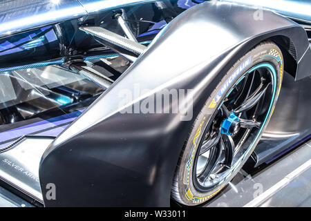 Genève, mars 2019 Mercedes Silver Arrow EQ 01 FIA SAP Formule E, Salon de Genève, voiture de course électrique produit par Mercedes Benz Banque D'Images