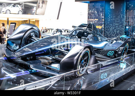 Genève, mars 2019 Mercedes Silver Arrow EQ 01 FIA SAP Formule E, Salon de Genève, voiture de course électrique produit par Mercedes Benz Banque D'Images