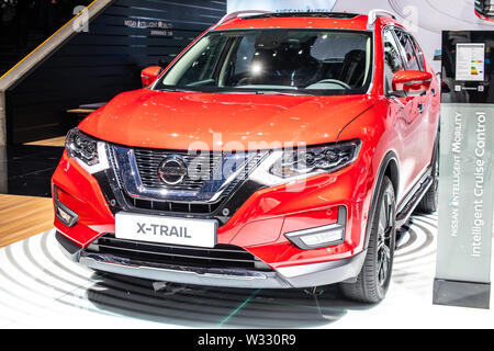 Genève, Suisse, 05 mars 2019 Nissan X-Trail au Salon International de l'Automobile de Genève, 3e gen, crossover compact fabriqué par le Japonais Nissan Banque D'Images