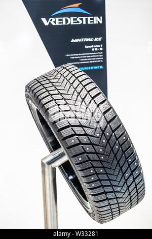 Genève, mars 2019 Vredestein été, hiver, toutes saisons pneu, jante en aluminium avec des pneus tubeless, Genève International Motor Show, produit par Vredestein Banque D'Images