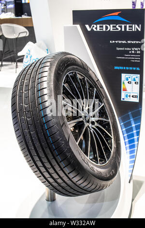 Genève, mars 2019 Vredestein été, hiver, toutes saisons pneu, jante en aluminium avec des pneus tubeless, Genève International Motor Show, produit par Vredestein Banque D'Images
