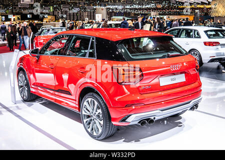 Genève, Suisse, May 2019 Audi Quattro rouge SQ2, Salon International de l'Automobile de Genève, suv produit par constructeur automobile allemand Audi AG Banque D'Images